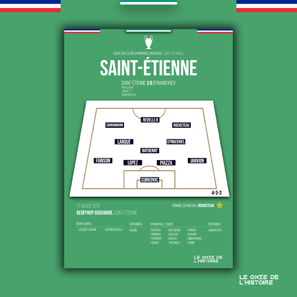 Poster Saint-Etienne ASSE | Coupe des clubs champions européens 1976
